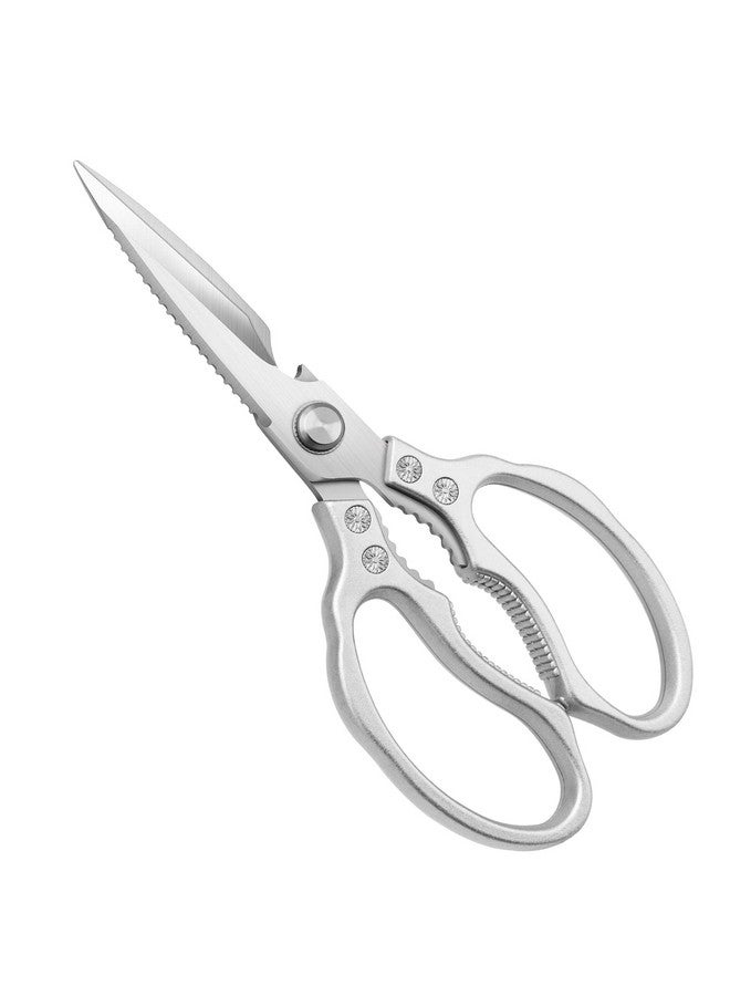 CGBE CGBE Kitchen Scissors, Multi-Purpose Kitchen Shears, Heavy Duty Dishwasher Safe Food Scissors for Chicken, Poultry, Fish, Meat & Herbs with Non-Slip Grips - Sliver - Image 1