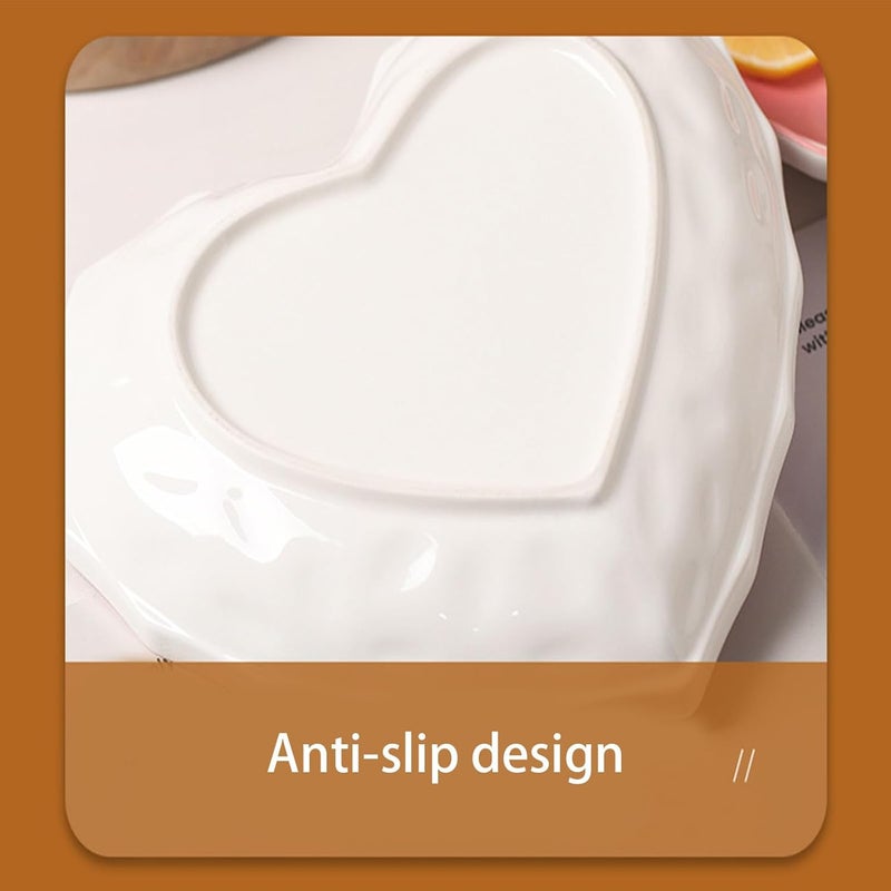 Practical Strawberry Heart Ceramic Salad Bowl Plate Base Smooth Dinnerware Tableware for Daily Meals Strawberry Pattern Ceramic Bowl - Image 5