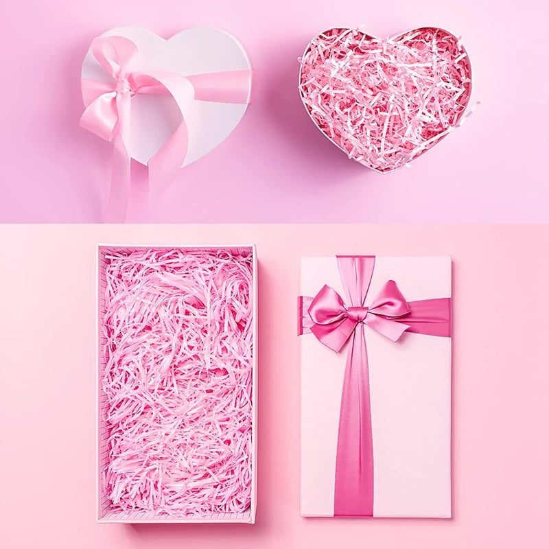 Crinkle Cut Shredded Paper Filler for Gift Wrapping Hamper/Basket Filling, Packing Supplies (Light Pink) - Image 2