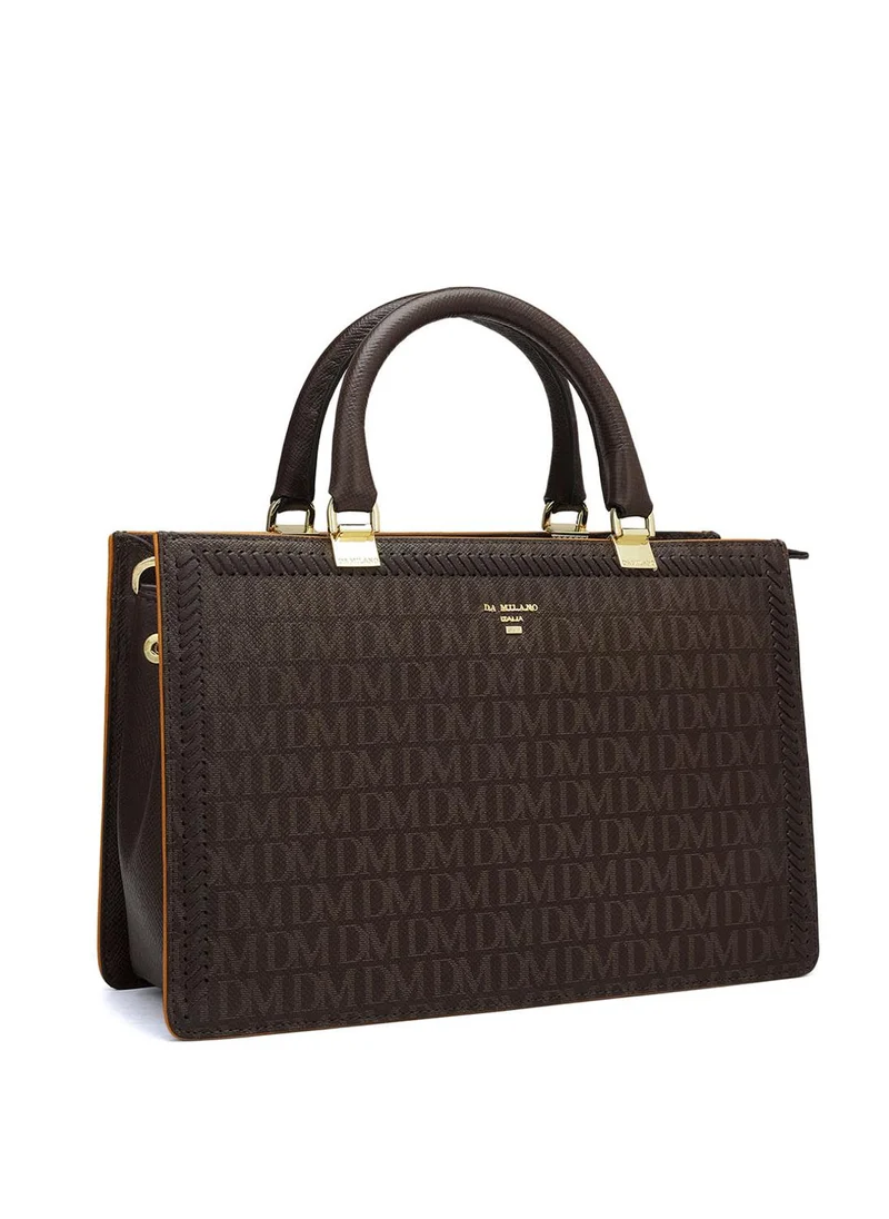 دا ميلانو حقيبة جلد طبيعي بنية