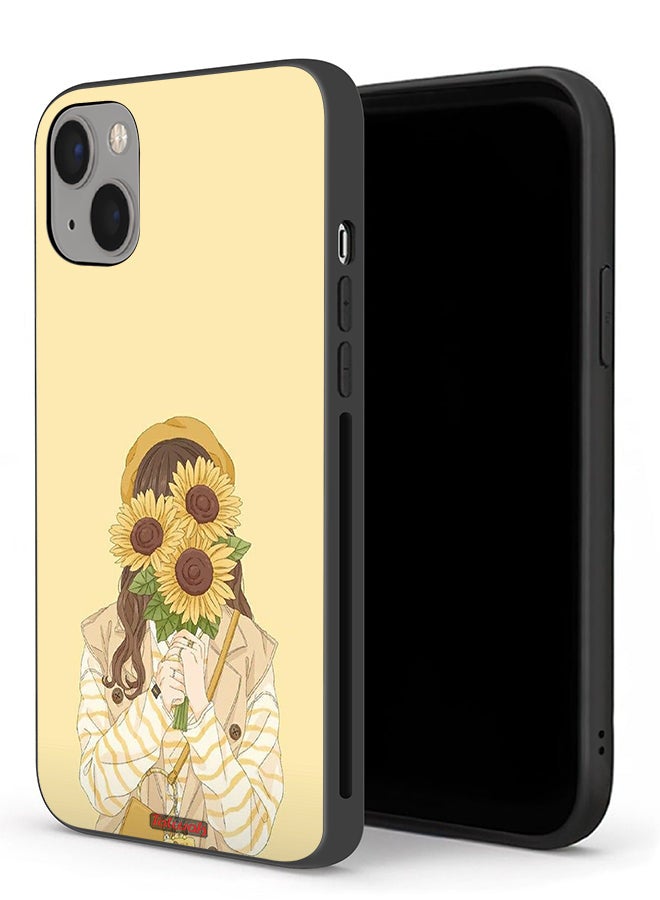 Tolwak Apple iPhone 13 Protective Case Hide Face With Sunflowers - Image 1