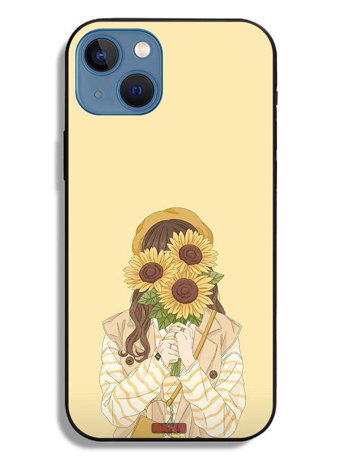 Tolwak Apple iPhone 13 Protective Case Hide Face With Sunflowers - Image 2