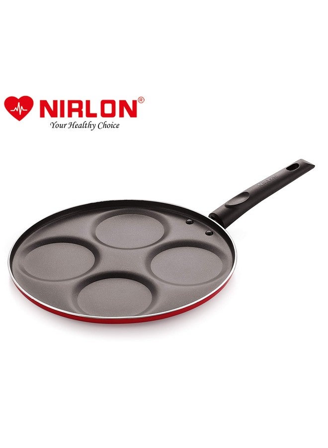 Nirlon Non Stick Aluminium Mini Pancake/Uttapam Tawa Pan 26.5cm (4 Cavity) RED[3 mm_Classic UP4] - Image 2