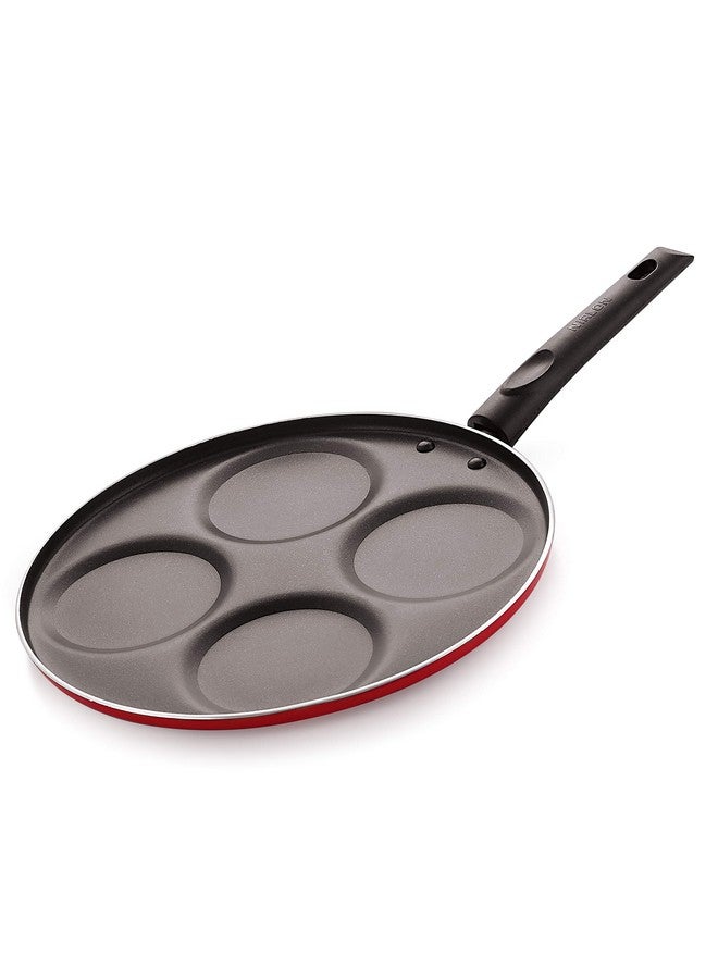 Nirlon Non Stick Aluminium Mini Pancake/Uttapam Tawa Pan 26.5cm (4 Cavity) RED[3 mm_Classic UP4] - Image 1