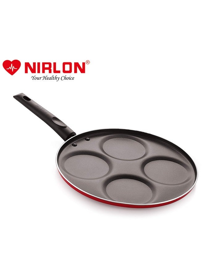 Nirlon Non Stick Aluminium Mini Pancake/Uttapam Tawa Pan 26.5cm (4 Cavity) RED[3 mm_Classic UP4] - Image 3