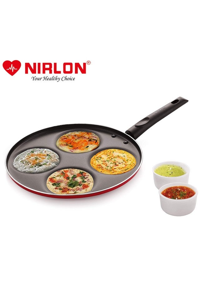 Nirlon Non Stick Aluminium Mini Pancake/Uttapam Tawa Pan 26.5cm (4 Cavity) RED[3 mm_Classic UP4] - Image 4