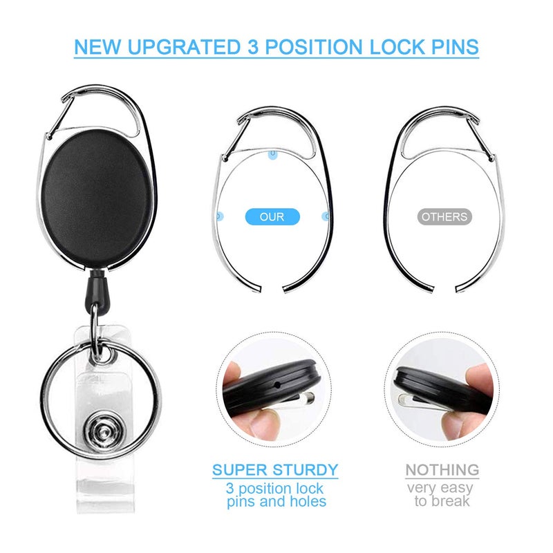 Teskyer Badge Reel, 5 Pack Retractable Badge Holders with Carabiner Belt Clip and Key Ring for ID Card Holder and Keychain - Image 4