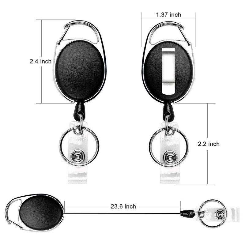 Teskyer Badge Reel, 5 Pack Retractable Badge Holders with Carabiner Belt Clip and Key Ring for ID Card Holder and Keychain - Image 5