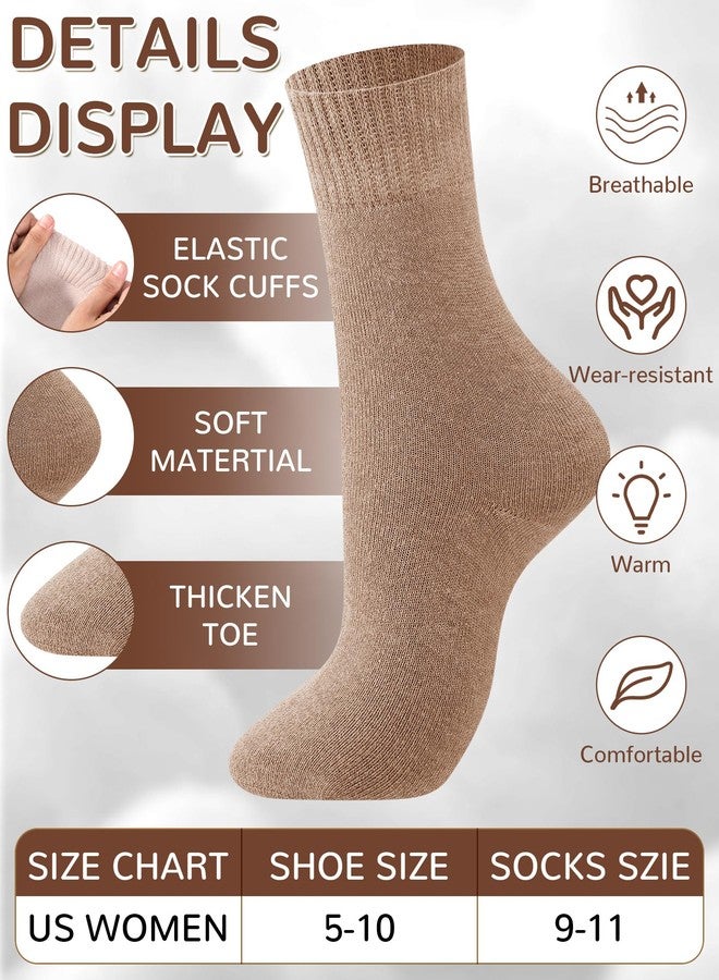 Chuarry 8 Pairs Winter Thermal Crew Sock for Women Warm Mini Crew Socks Soft Cozy Thick Bootie Socks Neutral Aesthetic stocking Thermal Gifts for Cold Weather - Image 4