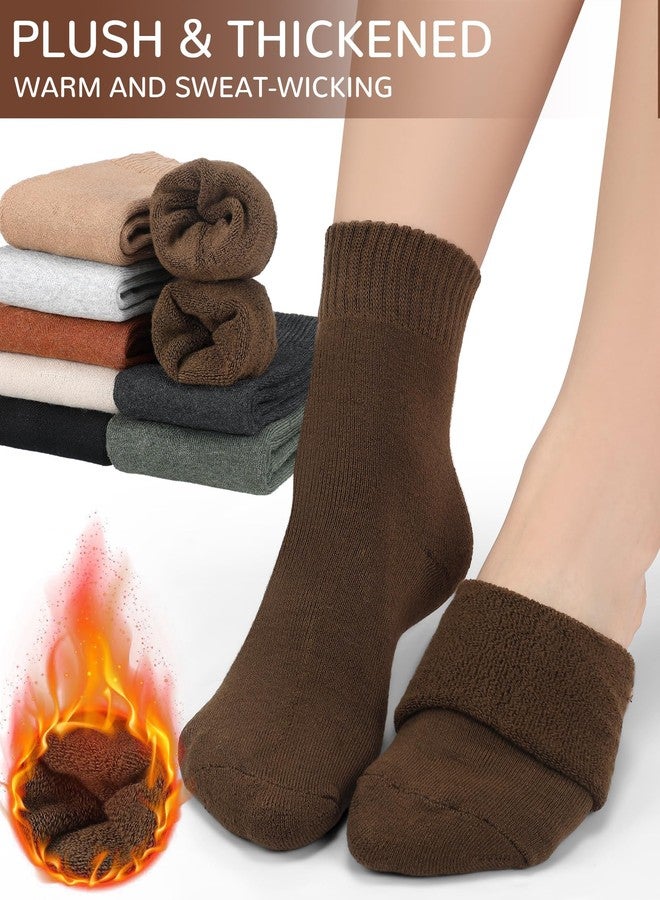 Chuarry 8 Pairs Winter Thermal Crew Sock for Women Warm Mini Crew Socks Soft Cozy Thick Bootie Socks Neutral Aesthetic stocking Thermal Gifts for Cold Weather - Image 3