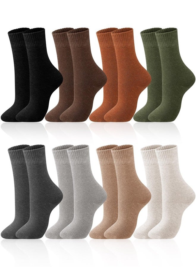 Chuarry 8 Pairs Winter Thermal Crew Sock for Women Warm Mini Crew Socks Soft Cozy Thick Bootie Socks Neutral Aesthetic stocking Thermal Gifts for Cold Weather - Image 1