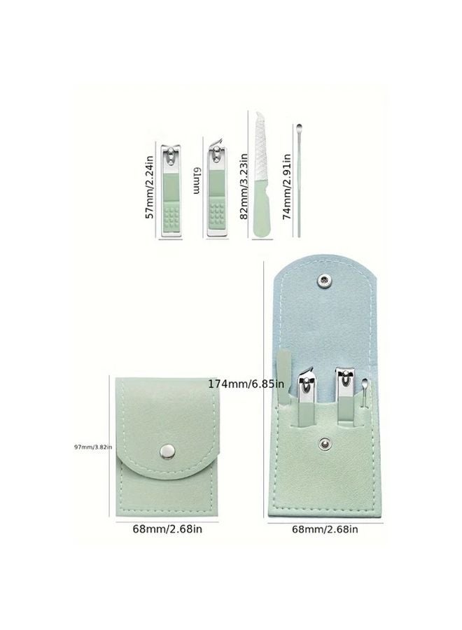 مجموعة مقصات أظافر خضراء 4 قطع، مصنوعة من الفولاذ المقاوم للصدأ، مع مبرد أظافر مستقيم، عدة العناية بالأظافر - Image 5