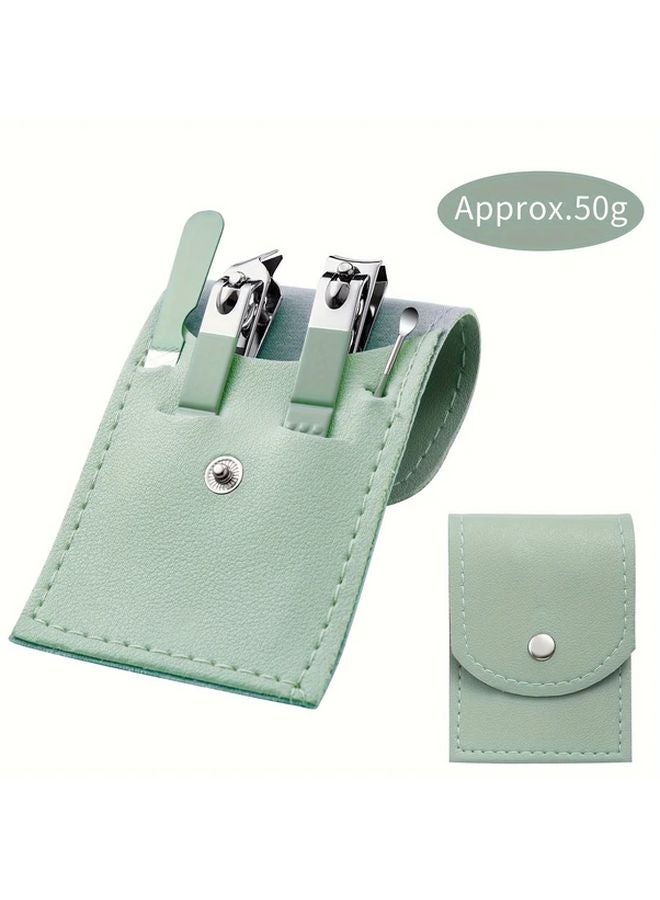 مجموعة مقصات أظافر خضراء 4 قطع، مصنوعة من الفولاذ المقاوم للصدأ، مع مبرد أظافر مستقيم، عدة العناية بالأظافر - Image 1