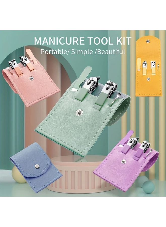 مجموعة مقصات أظافر خضراء 4 قطع، مصنوعة من الفولاذ المقاوم للصدأ، مع مبرد أظافر مستقيم، عدة العناية بالأظافر - Image 4