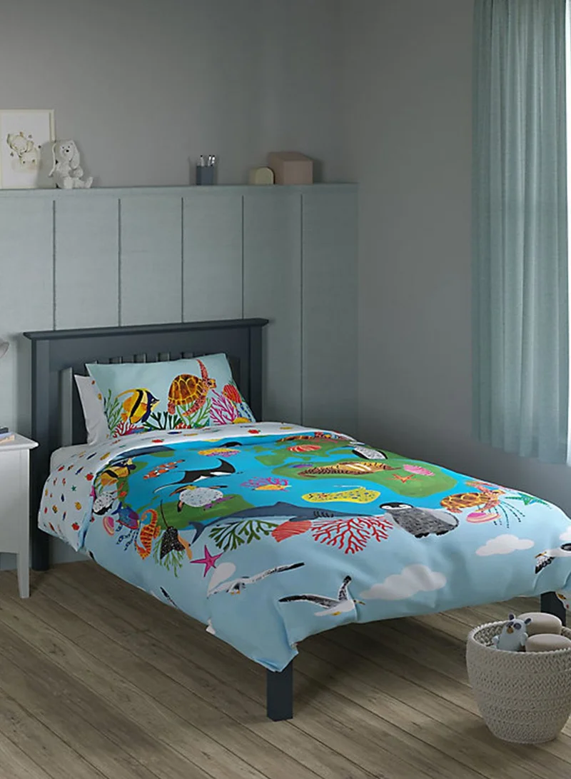 Marks & Spencer Cotton Ab Under The Sea Single Bedding Set