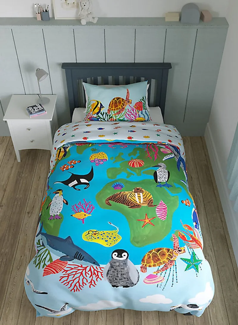Marks & Spencer Cotton Ab Under The Sea Single Bedding Set