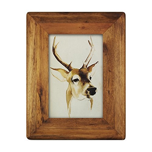 icheesday 4x6 Wood Picture Frame with Glass Front,Rustic Handmade Burlywood Photo Frames for Table Top Display and Wall mounting - Image 1