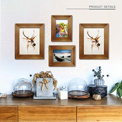 icheesday 4x6 Wood Picture Frame with Glass Front,Rustic Handmade Burlywood Photo Frames for Table Top Display and Wall mounting - Image 5