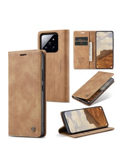 CaseMe Phone Case Compatible with Xiaomi 14 with Card Holder High-end Retro Leather Shockproof Protective Wallet Case  - Image 1