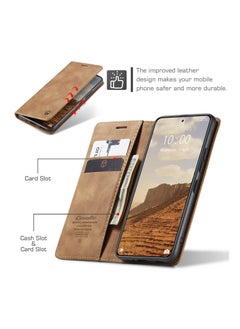CaseMe Phone Case Compatible with Xiaomi 14 with Card Holder High-end Retro Leather Shockproof Protective Wallet Case  - Image 3