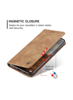 CaseMe Phone Case Compatible with Xiaomi 14 with Card Holder High-end Retro Leather Shockproof Protective Wallet Case  - Image 4