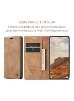 CaseMe Phone Case Compatible with Xiaomi 14 with Card Holder High-end Retro Leather Shockproof Protective Wallet Case  - Image 2