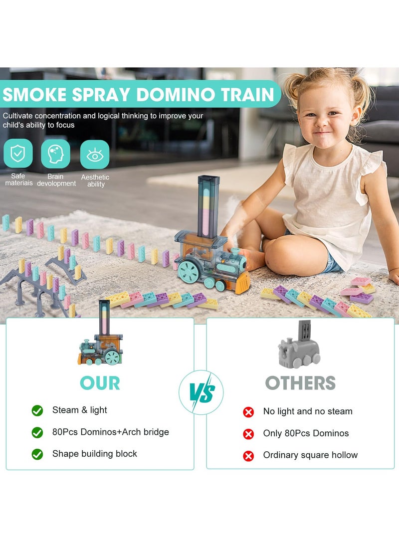Excefore Domino Train Toy Set, Domino Electric Train Model with Sounds and Light, Domino Blocks Building Stacking Toy, STEM Creative Gift for 3 4 5 6 7 Year Old Boys Girls  - Image 3