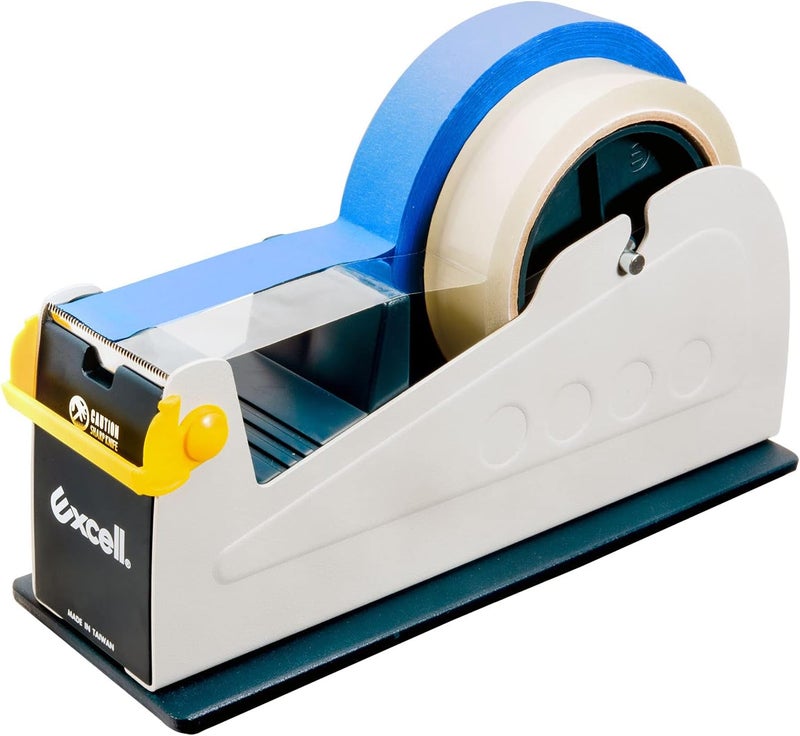 excell ET-227 Heavy Duty Steel Desk Tape Dispenser (2" Wide) with Safety Blade Cover, Desk Top Dispenser for Home,Office, Shop, Retail Store and Warehouse Wrapping Purpose (2 Inch) - Image 1