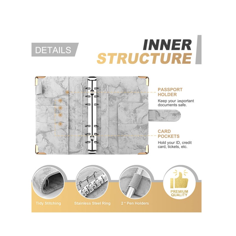 Zikra Budget Binder, Budget Binder with Zipper Envelopes, Cash Envelopes for Budgeting and Saving Money, Money Organizer for Cash, 14Pcs Budget Planner with Cash Envelopes Grey - Image 3