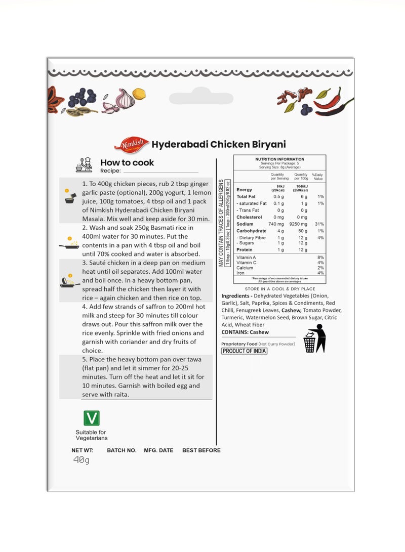 Nimkish Hyderabadi Chicken Biryani Spice Mix 40G - Image 2