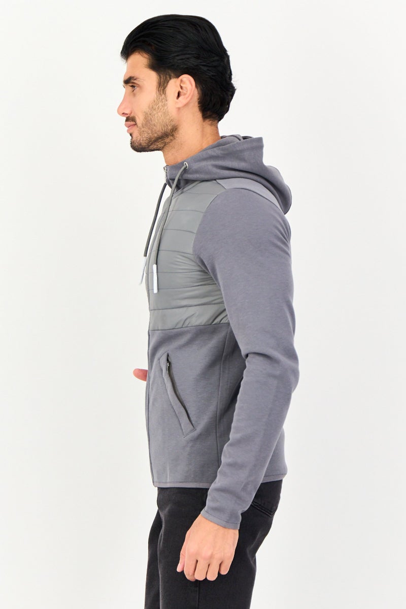 Celio Men Quilted Puffer Jacket, Grey - Image 3