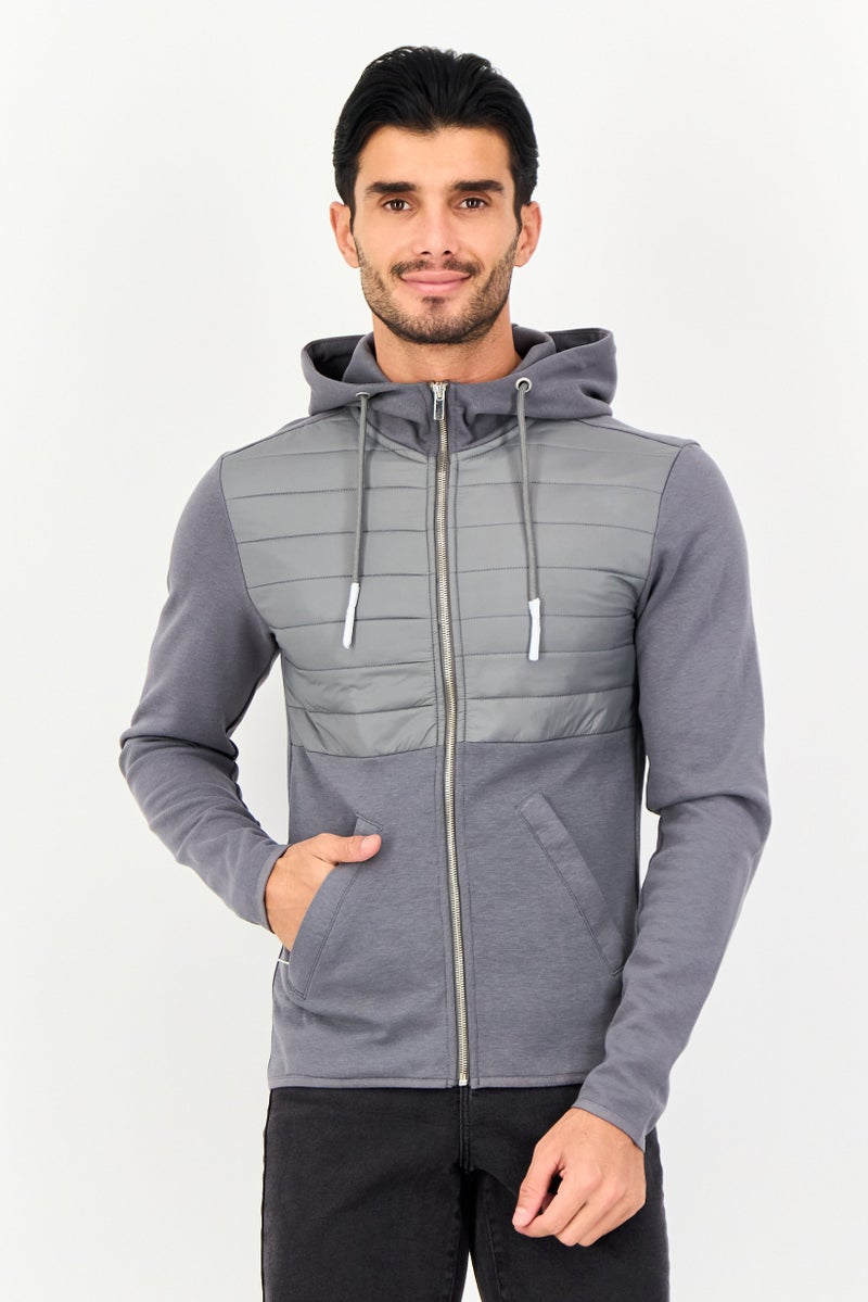 Celio Men Quilted Puffer Jacket, Grey - Image 1