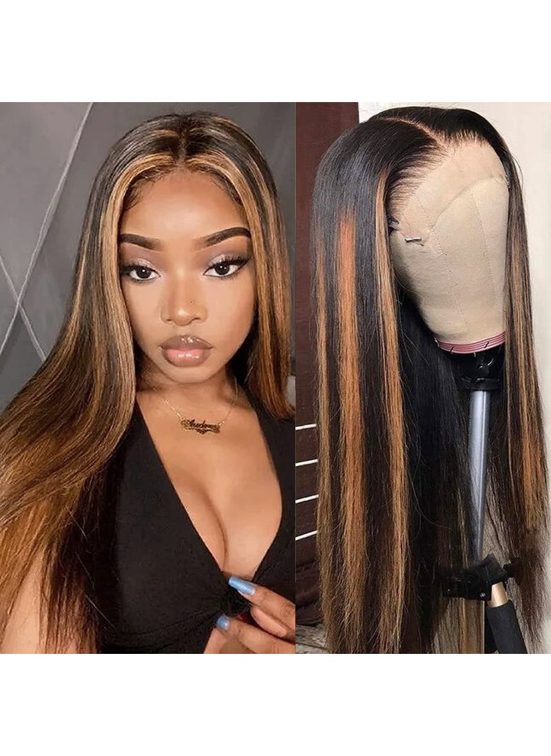 Colorful Bird Colorful Bird 13x4 Ombre Lace Front Human Hair Wig Straight Honey Brown Blonde Highlight Brazilian Remy Hair Lace Frontal Wig Pre Plucked with Baby Hair for Women 150 Density Free Part 20 inch 