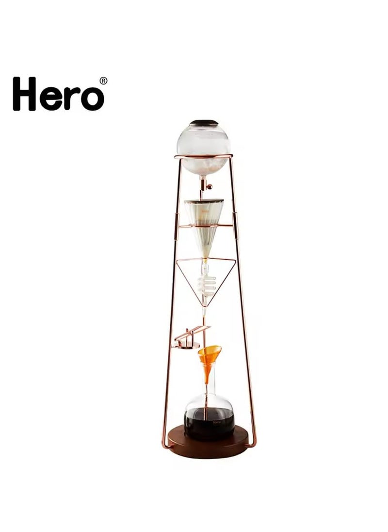 zeroHero zeroHero Cold Brew Drip Coffee Maker Luxury Iced Coffee Cold Brew Tower,1200ml- Ice Drip Coffee Maker for Barista, Coffee Lovers-90cm Height ,Borosilicate Glass , Color Rose Gold.  - Image 1