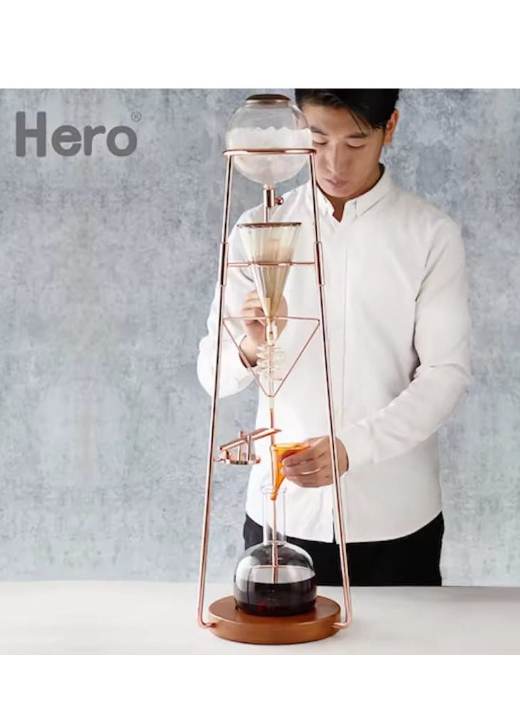zeroHero zeroHero Cold Brew Drip Coffee Maker Luxury Iced Coffee Cold Brew Tower,1200ml- Ice Drip Coffee Maker for Barista, Coffee Lovers-90cm Height ,Borosilicate Glass , Color Rose Gold.  - Image 2