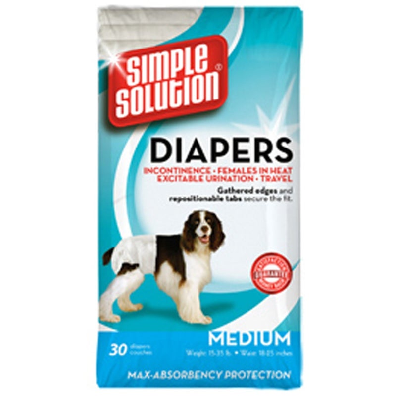 Simple Solution Disposable Dog Diapers for Female Dogs | Super Absorbent Leak-Proof Fit | Medium | 30 Count - Image 1