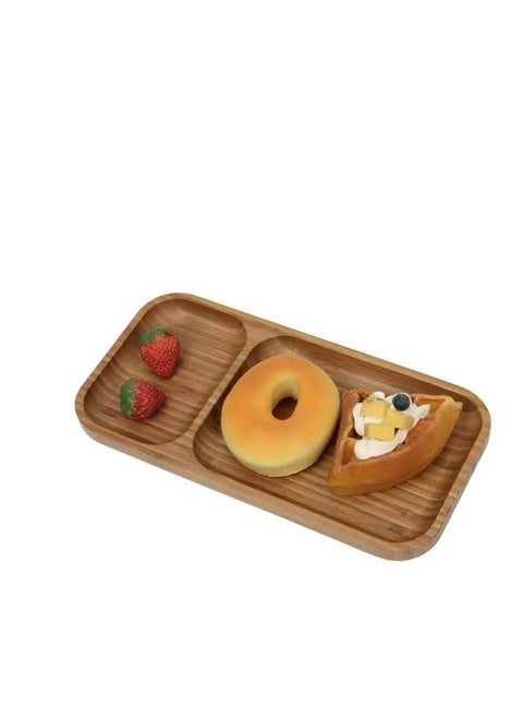 Bamboo wood serving tray, waterproof, elegance and practicality in serving food, divided into 2 compartments, size 30*15 cm, Mk