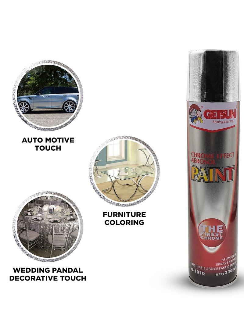 GETSUN Chrome Spray Paint 330ml Chrome Effect Aerosol Paint The Finest Chrome Aluminum Spray Enamel GETSUN G1010 - Image 3