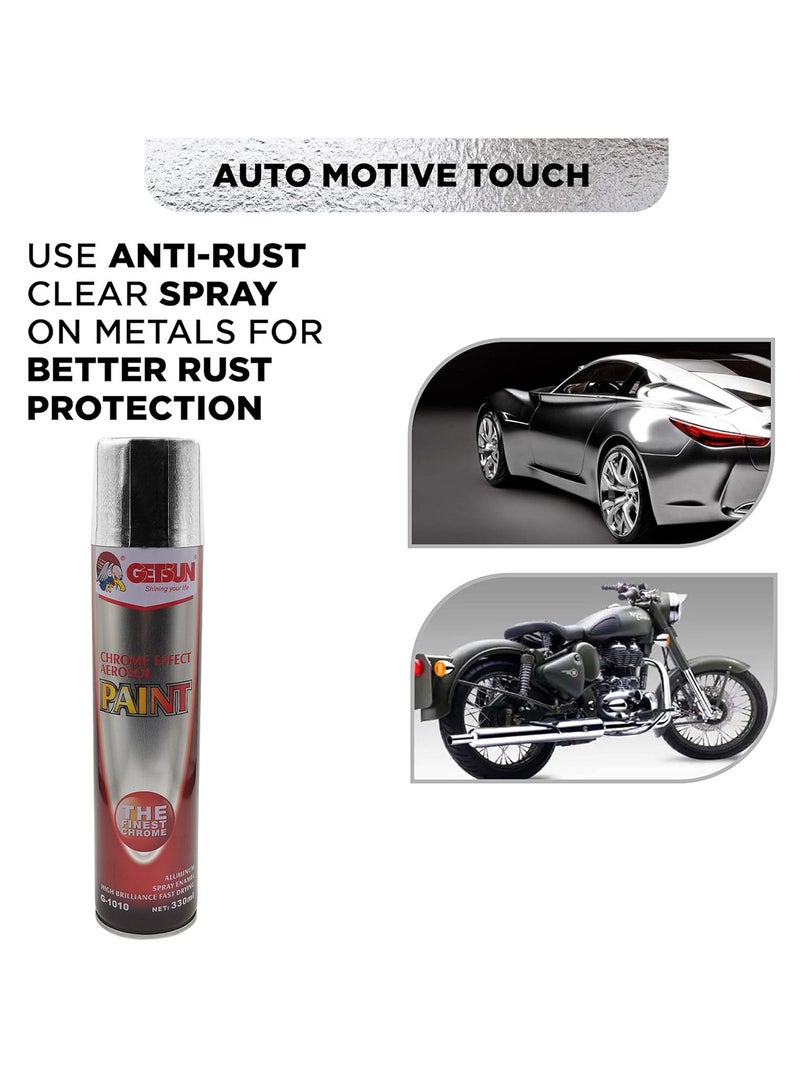 GETSUN Chrome Spray Paint 330ml Chrome Effect Aerosol Paint The Finest Chrome Aluminum Spray Enamel GETSUN G1010 - Image 4