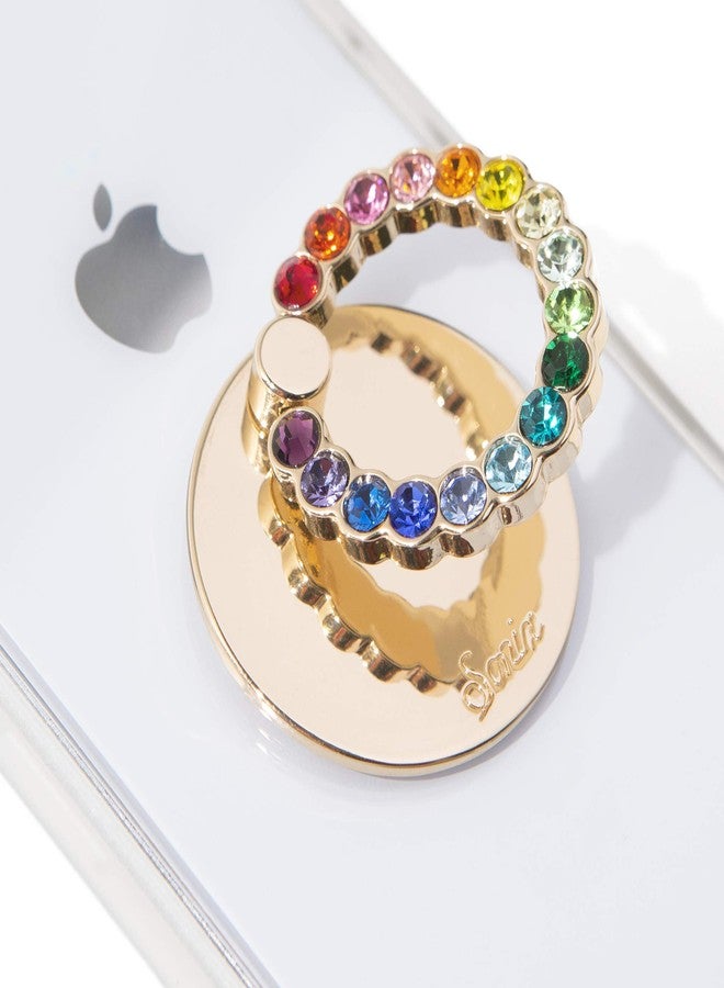 Sonix Embellished Crystal Rhinestone Phone Ring and Stand (Gold, Rainbow) - Image 1