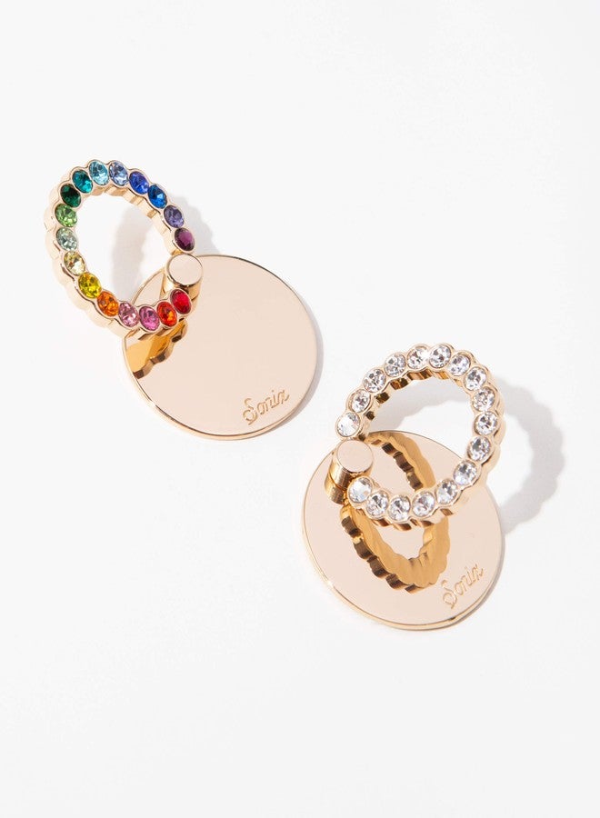 Sonix Embellished Crystal Rhinestone Phone Ring and Stand (Gold, Rainbow) - Image 5