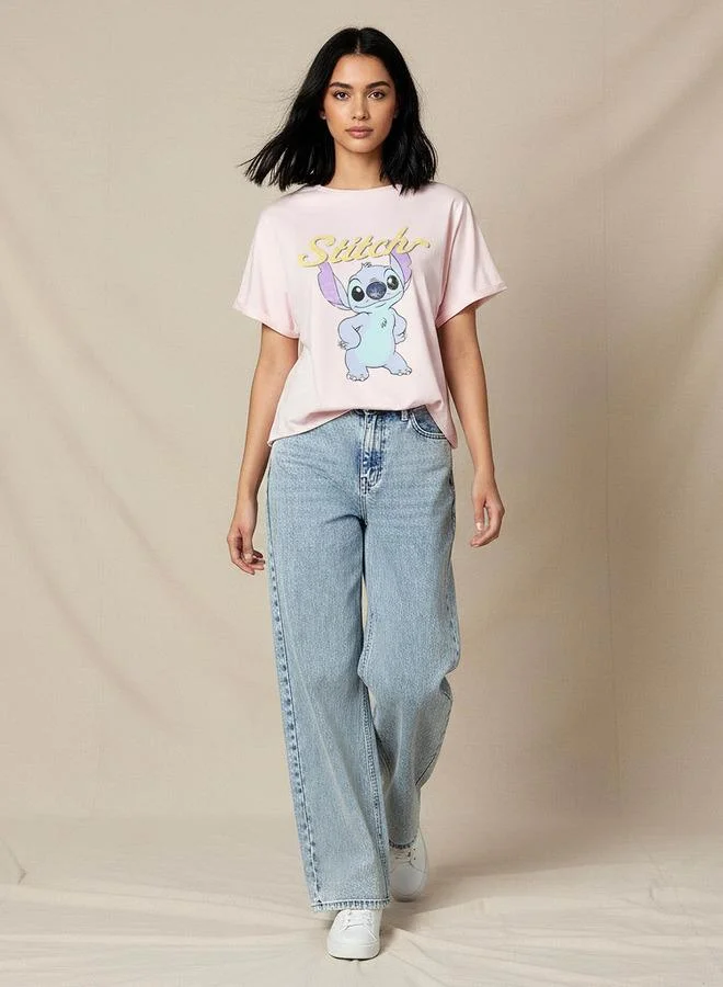 اس بي كاركترز T-shirt with Stitch Print