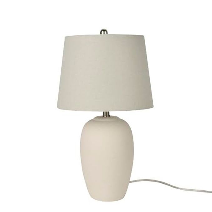Nourison Home 23" Natural White Ceramic Jar Table Lamp for Bedroom, Living Room, Dining Office, with Off-White Shade - Image 5
