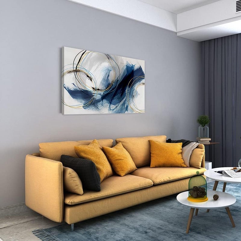 gaosoul Wall Art Canvas Abstract Art Paintings Blue Fantasy Colorful Graffiti on White Background Modern Artwork Decor for Living Room Bedroom Kitchen 36x24in - Image 5
