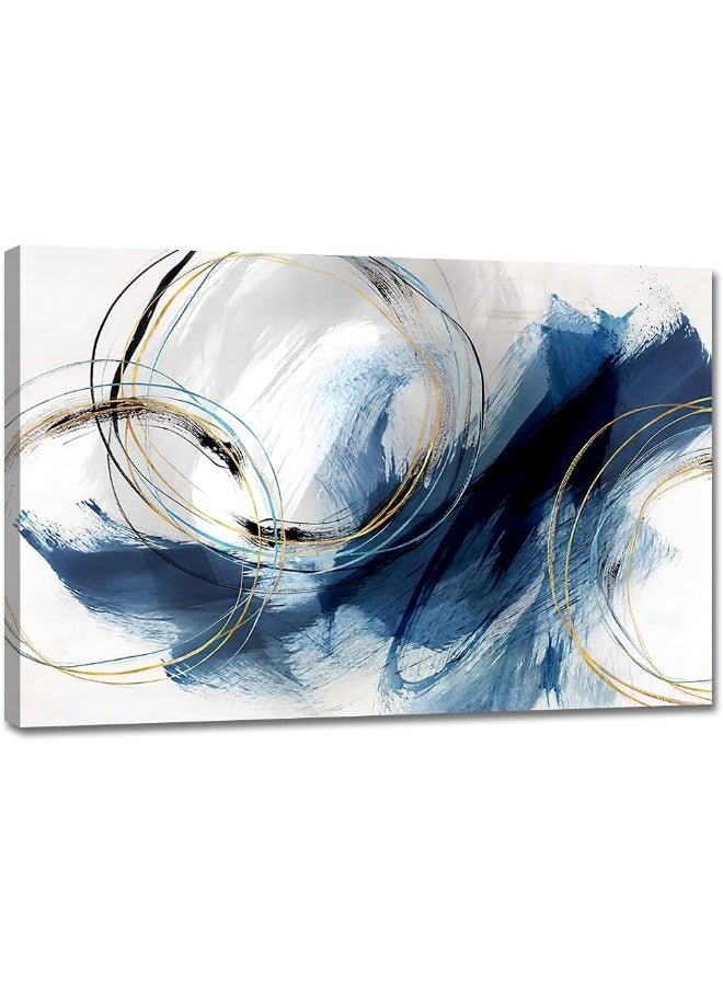 gaosoul Wall Art Canvas Abstract Art Paintings Blue Fantasy Colorful Graffiti on White Background Modern Artwork Decor for Living Room Bedroom Kitchen 36x24in - Image 1