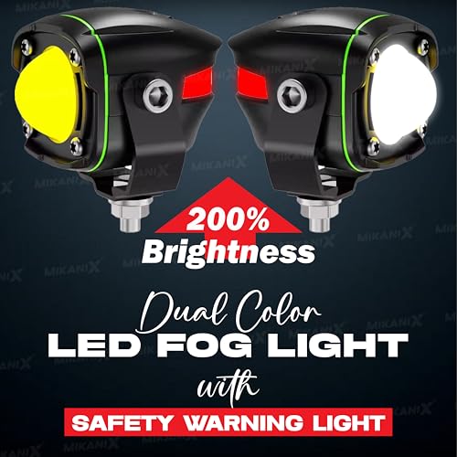 OBEROI'S TRADERS Super Bright LED Fog Light Lamp | Spot Light With Dual Color White/Yellow | High & Low Beam For Car, Bike, Scooty & ATVs - Image 5