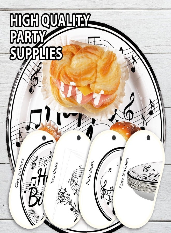 Grencian 200Pcs Music Birthday Party Supplies Music Notes Plates Napkins Disposable music birthday Tableware Set Music Theme Party Decorations for Baby Shower Concert Karaoke Music Birthday Party Decor Serve50 - Image 5