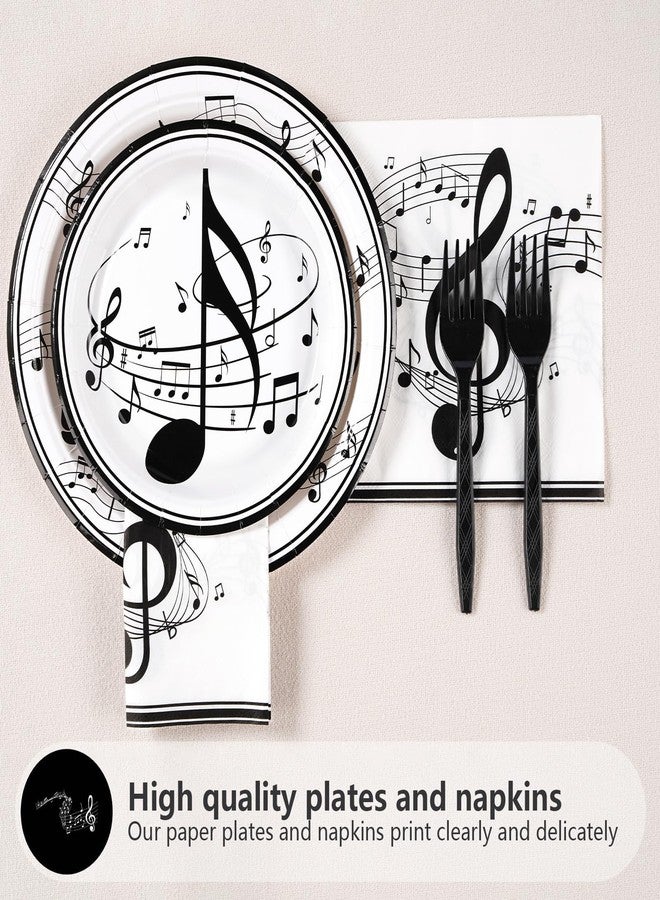 Grencian 200Pcs Music Birthday Party Supplies Music Notes Plates Napkins Disposable music birthday Tableware Set Music Theme Party Decorations for Baby Shower Concert Karaoke Music Birthday Party Decor Serve50 - Image 3