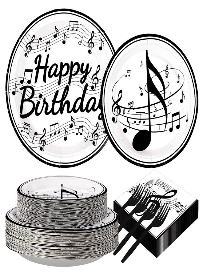 Grencian 200Pcs Music Birthday Party Supplies Music Notes Plates Napkins Disposable music birthday Tableware Set Music Theme Party Decorations for Baby Shower Concert Karaoke Music Birthday Party Decor Serve50 - Image 1