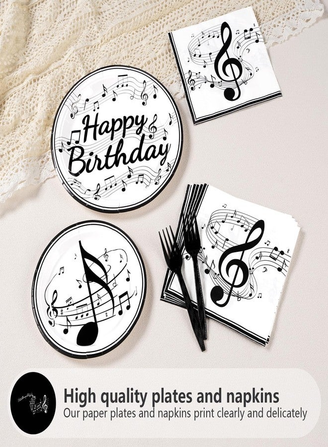 Grencian 200Pcs Music Birthday Party Supplies Music Notes Plates Napkins Disposable music birthday Tableware Set Music Theme Party Decorations for Baby Shower Concert Karaoke Music Birthday Party Decor Serve50 - Image 4